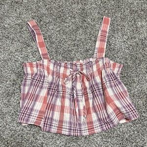 American Eagle Outfitters Pink and Cream Striped Blouse